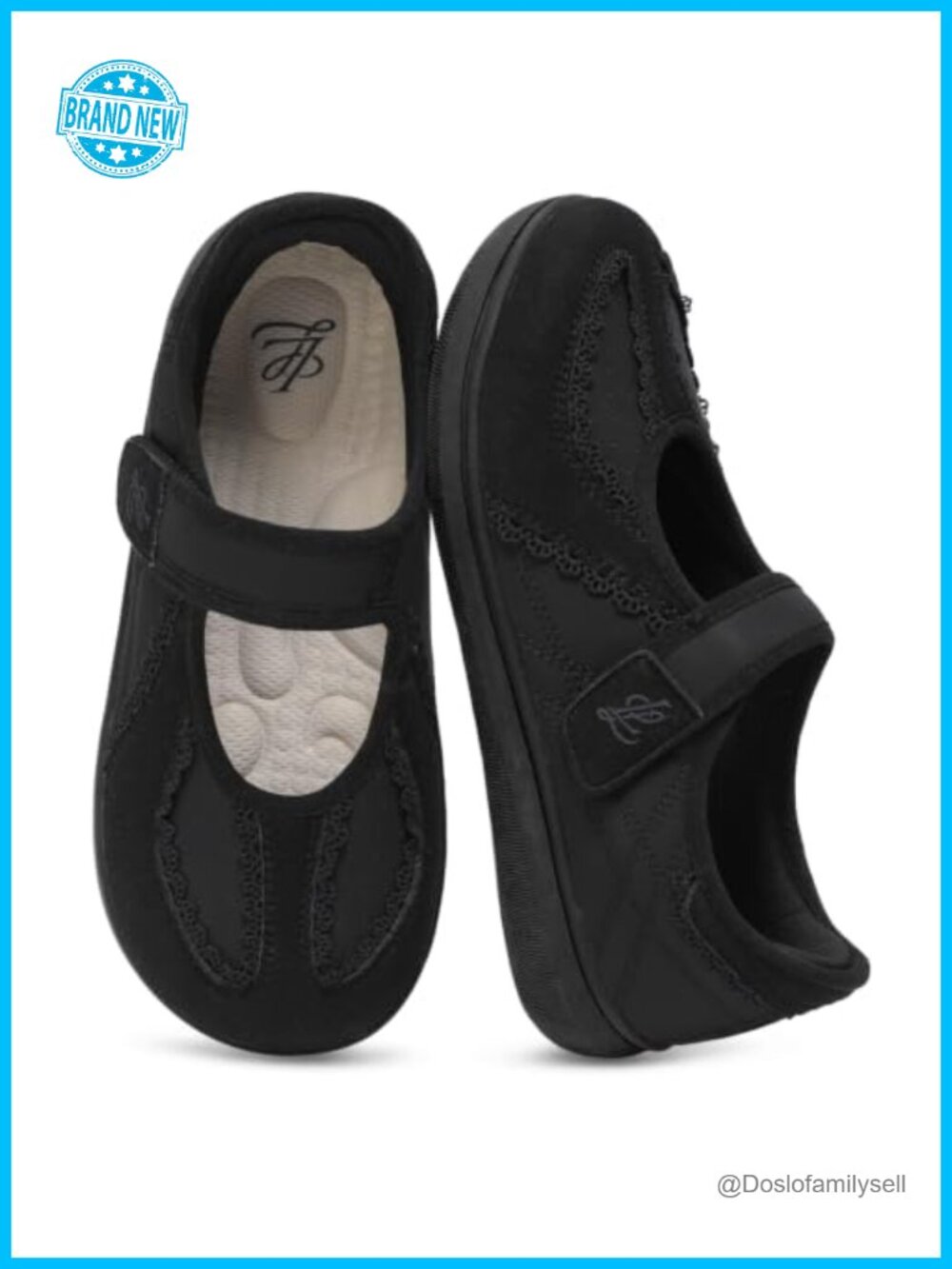 Women's Mary Jane Flats Wide Toe Box Comfortable Walking Shoes Hook & Loop